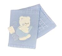 Nazareno Gabrielli Copertina Culla Carrozzina Ricamata Neonato in Filo 0944 Celeste -