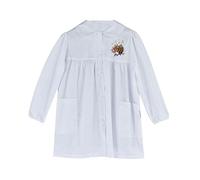 Nazareno Gabrielli Grembiule Asilo Bambina Bianco/Quadretto Rosa Ricamato Moda Egidio (50, Bianco - Dolce Ape)