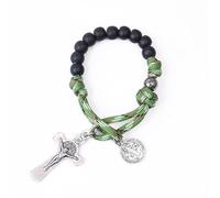 Nazareth Store One Decade Rosario tascabile in paracord - Rosario Miracoloso - San Benedetto - Medaglia di San Giuseppe e Croce, 11.22 inches, Zinco, Nessuna pietra preziosa