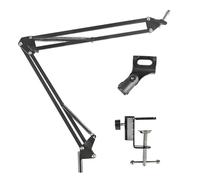 NB-35 - Supporto a braccio per microfono, in metallo, con clip per microfono, girevole a 360°, regolabile, supporto pieghevole per registrazione, trasmissione, streaming live, supporta fino a 1 kg