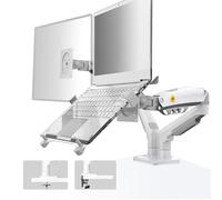 NB North Bayou Supporto per laptop con vassoio regolabile per notebook da 10-17", braccio full motion con piastra VESA per monitor da 17-30", montaggio con occhiello a morsetto F160-FP (bianco)