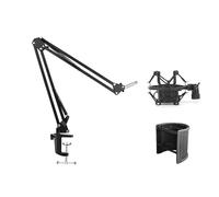NB35 Supporto per microfoni da tavolo girevole e MS089SV Shock Mount argento per supporto regolabile