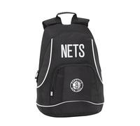 NBA, Brooklyn Neets - Zaino Scuola Unisex per Bambini e Ragazzi con Spallacci Regolabili e Retro Imbottito, Chiusura Principale e Tasca Frontale con ZIP - Zaino Nero Ufficiale NBA