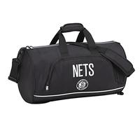 NBA, Brooklyn Nets - Borsone Palestra, Borsa Palestra per Ragazzo e Uomo con Tracolla Staccabile e Spallacci a Scomparsa Imbottiti e Regolabili, Logo Patch Ricamato, Borsone Nero Ufficiale NBA