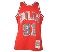 NBA Chicago Bulls Dennis Rodman 91 1997-98 Rosso Swingman Maglia Mitchell Ness