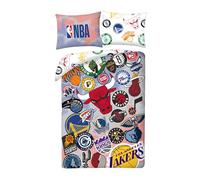 NBA Copripiumino Singolo 140x200 + Federa Microfibra Bulls Lakers Knicks | Set lenzuola reversibile | Microfibra asciugatura rapida Oeko-Tex | Licenza NBA ufficiale | Regalo fans | Idea regalo
