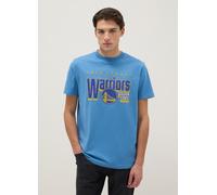 NBA, T-shirt In Puro Cotone Azzurro Regular Fit Con Logo Golden State Warriors, Uomo, Azzurro, Taglia: XL