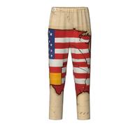 NBAGHPQ American Spagna Bandiera Stampa Abbigliamento Casual Casa Relax Morbido Pigiama Pantaloni Donna Uomo Pantaloni a Tema Feste, Nero , L(14-16)