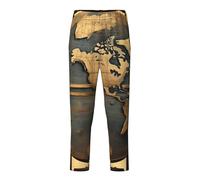 NBAGHPQ Antico Mondo Stampa Globo Casual Abbigliamento Casa Relax Morbido Pigiama Pantaloni Donne Uomini Pantaloni A Tema Feste, Nero , S