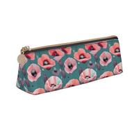 NBAGHPQ Astuccio in pelle con stampa di papaveri pastello, elegante, ad alta capacità, con cerniera, triangolare, per ragazzi e ragazze