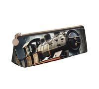 NBAGHPQ Astuccio in pelle con stampa treno locomotiva a vapore, elegante, ad alta capacità, con cerniera, triangolare, per ragazzi e ragazze