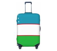 NBAGHPQ Bandiera della Repubblica di Uzbekistan Stampa Double Sided Protezione Elastica Universale Valigia Copertura Unica Protezione Bagagli, Nero , L