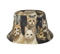 NBAGHPQ Cappello alla pescatora unisex con stampa di gatto, accessorio versatile per tutte le stagioni, colore nero