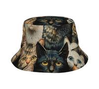 NBAGHPQ Cappello alla pescatora unisex con stampa di gatto, accessorio versatile per tutte le stagioni, colore nero