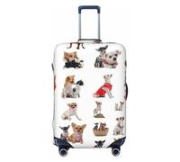 NBAGHPQ Carino Chihuahua Pug Modello Stampa Doppio Lato Protezione Elastica Universale Valigia Copertura Unica Protezione Dei Bagagli, Nero , L