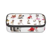 NBAGHPQ Carino Chihuahua Pug Pattern Stampa Funzionalità Grande Storage Pencil Case Cancelleria Organizzatore Adolescenti Studenti Adulti