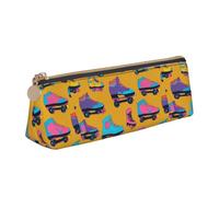 NBAGHPQ Colorato Pattini A Rotella Stampa Elegante Astuccio In Pelle Ad Alta Capacità Con Cerniera Triangolo Pouch Penne Ragazzi Ragazze