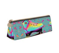 NBAGHPQ Colorato Pattini A Rotella Stampa Elegante Astuccio In Pelle Ad Alta Capacità Con Cerniera Triangolo Pouch Penne Ragazzi Ragazze