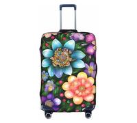 NBAGHPQ Copertura per valigie con stampa di fiori e diamanti, universale, elegante, elastica, lavabile, antigraffio, protezione per bagagli, bianco, XL