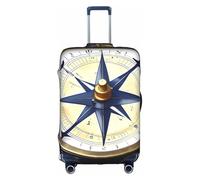 NBAGHPQ Copertura per valigie con stampa nautica con bussola, universale, elegante, elastica, lavabile, antigraffio, protezione per bagagli, bianco, L