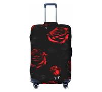 NBAGHPQ Copertura universale per valigie con stampa di rose rosse e nere su entrambi i lati, protezione elastica unica per bagagli, Nero , L