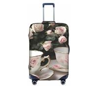 NBAGHPQ Coppe da tè con rose romantiche stampa shabby universale elegante valigia copertura elastica lavabile antigraffio protezione bagagli, bianco, M