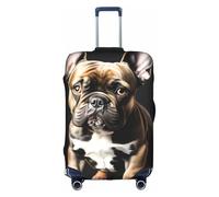 NBAGHPQ Coprivaligia con orecchie lunghe, stampa bulldog francese, universale, elegante, elastico, lavabile, antigraffio, protezione per bagagli, bianco, S