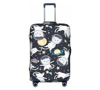 NBAGHPQ Divertente gatto astronauta stampa universale elegante valigia copertura elastica lavabile antigraffio protezione bagagli, bianco, XL