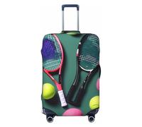 NBAGHPQ Divertente Racchette da Tennis e Palline da Tennis Stampa Doppio Lato Protezione Elastica Universale Valigia Copertura Unica Protezione Bagagli, Nero , M
