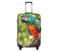 NBAGHPQ Fantastica copertura per valigia con stampa di piume di pappagallo, universale, elegante, elastica, lavabile, antigraffio, protezione per bagagli, bianco, S
