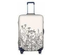NBAGHPQ Floreale Erbe Botaniche Incisione Stampa Universale Elegante Valigie Copertura Elastica Lavabile Anti Graffio Bagagli Protector, bianco, M