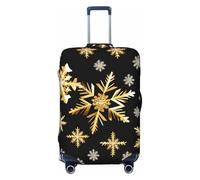 NBAGHPQ Golden Christmas Fiocchi di Neve Stampa Double Sided Protezione Elastica Universale Copertura Valigie Unica Protezione Bagagli, Nero , XL
