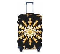 NBAGHPQ Golden Christmas Snowflake Print Double Sided Elastic Protection Universal Suitcase Cover Unique Luggage Protector, Nero , L