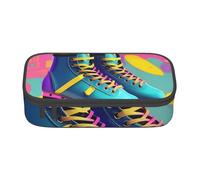 NBAGHPQ Grande astuccio con stampa di pattini a rotelle, stile retrò, colorato, per adolescenti, studenti, adulti