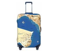 NBAGHPQ Grecia Mappa Stampa Stampa Double Sided Protezione Elastica Universale Valigia Copertura Unica Protezione Bagagli, Nero , L
