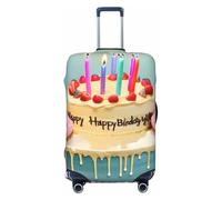 NBAGHPQ Happy Birthday Big Cake Stampa Double Sided Protezione Elastica Universale Valigia Copertura Unica Protezione Bagagli, Nero , S