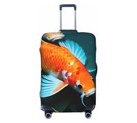 NBAGHPQ HD Giapponese Koi Pesce Stampa Doppio Lato Protezione Elastica Universale Copertura Valigie Protezione Unica Bagagli, Nero , XL