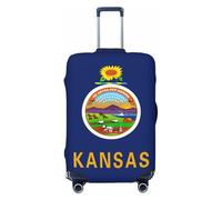 NBAGHPQ Kansas State Flag Print Double Sided Elastic Protection Universal Suitcase Cover Unique Luggage Protector, Nero , M