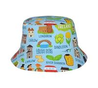 NBAGHPQ Mappa dell'Irlanda con icone stampa moda versatile uso attraverso le stagioni cappello protezione solare cappello alla pescatora accessorio unisex nero
