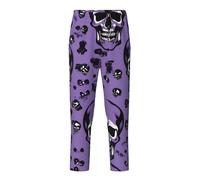 NBAGHPQ Motivo horror su viola Stampa Abbigliamento casual Home Relax Morbido Pigiama Pantaloni Donna Uomo Pantaloni a tema Feste, Nero , XS(5-6)