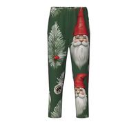 NBAGHPQ Natale Santa Gnome Stampa Abbigliamento Casual Casa Relax Morbido Pigiama Pantaloni Donna Uomo Pantaloni a Tema Feste, Nero , L(14-16)