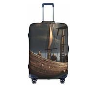 NBAGHPQ Nordic Pirate Ship Print Universale Elegante Valigia Copertura Elastico Lavabile Anti Graffio Bagagli Protector, bianco, XL