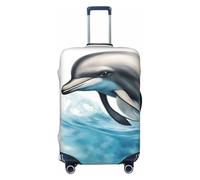 NBAGHPQ Ocean Dolphin Looking at You Stampa Double Sided Protezione Elastica Universale Valigia Copertura Unica Protezione Bagagli, Nero , S