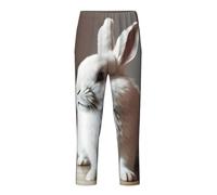 NBAGHPQ piangere coniglio bianco stampa abbigliamento casual casa relax morbido pigiama pantaloni donna uomo pantaloni feste a tema, Nero , S