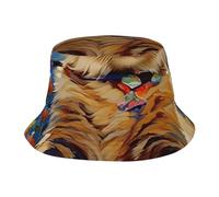 NBAGHPQ Pittura a olio stampa gatto moda versatile uso attraverso le stagioni Cap protezione solare cappello secchio accessorio unisex nero