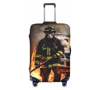 NBAGHPQ Pompiere Fireman Fiamma Stampa Universale Elegante Valigia Copertura Elastica Lavabile Anti Graffio Protezione Dei Bagagli, bianco, S