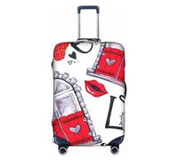 NBAGHPQ Red Heart Lips and Love Print Universal elegante valigia copertura elastica lavabile antigraffio protezione bagagli, bianco, L