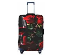 NBAGHPQ Red Rose and Wine Romantic Lovers Decor Print Universale Elegante Valigie Copertura Elastica Lavabile Anti Graffio Bagagli Protector, bianco, S