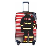 NBAGHPQ Red Stripe Firefighter USA Flag Print Universale Elegante Valigie Copertura Elastica Lavabile Anti Graffio Bagagli Protector, bianco, S