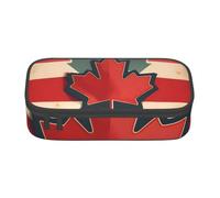 NBAGHPQ Retro Canada Bandiera Modello Stampa Funzionalità Grande Storage Pencil Case Cancelleria Organizzatore Adolescenti Studenti Adulti